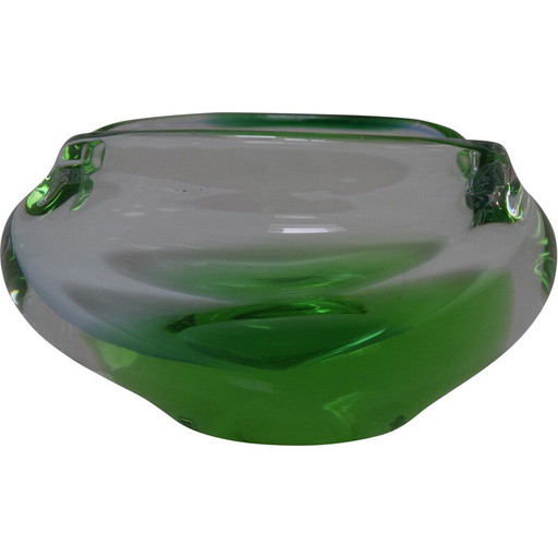 Vintage metallurgisch glazen asbak van Glasswork Novy Bor, Tsjecho-Slowakije 1960