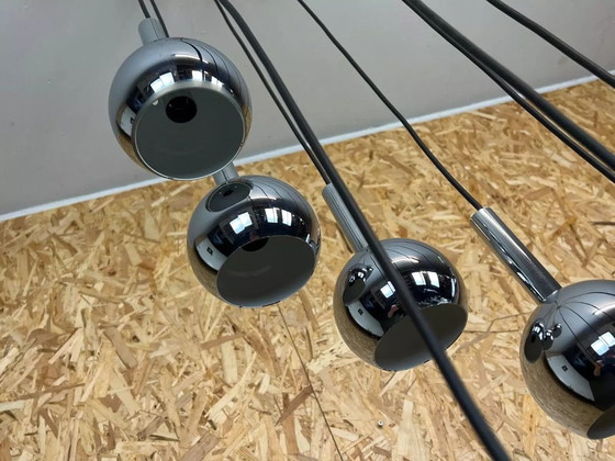 Image 1 of Lampada da soffitto Wortmann &amp; Filz anni '60 e '70 a cascata, cromata, Space Age