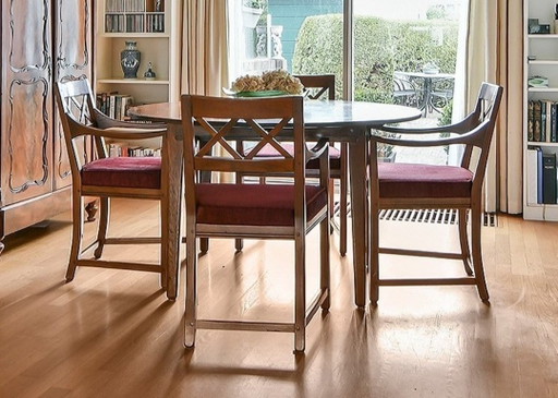 Table et chaises de salle à manger Art Nouveau originales Schuitema