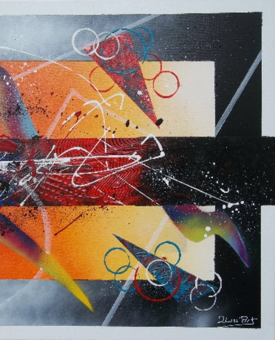 Image 1 of JUGGLING – Artwork by the painter 2Luss'Art - Triptych - Abstract painting, 152 x 61 cm