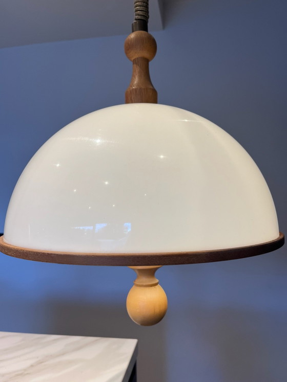 Large vintage Steinhauer pendant lamp acrylic glass and wood, Ceiling lights, Plastic, Brown (photo 3 of 7)