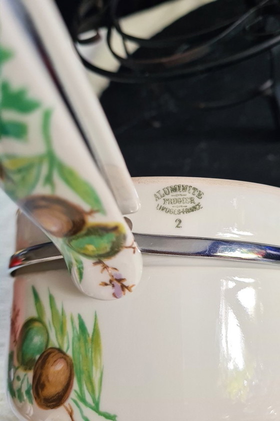 Image 1 of 3x Kochtöpfe aus Aluminit von Limoges, Frankreich, Marke Frugier, hochglanzpoliertes Haviland-Porzellan.