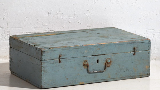 Cassa antica con patina azzurra (c.1920) #61 – Oggetti decorativi, Rustic (photo 3 of 16)
