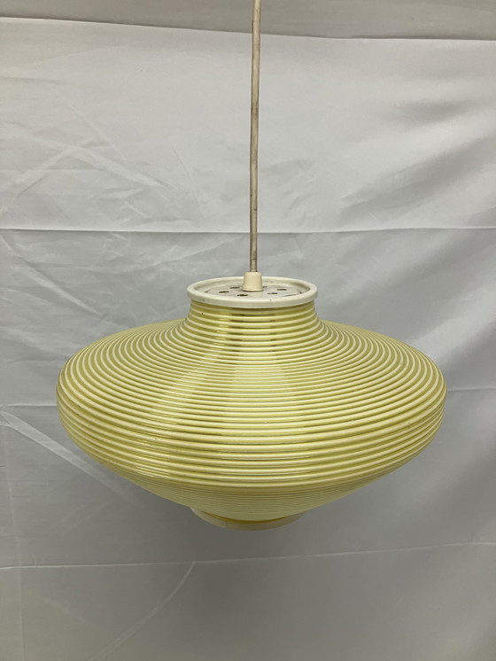 Image 1 of Lampada a sospensione di design in plastica gialla Rotaflex, anni '60