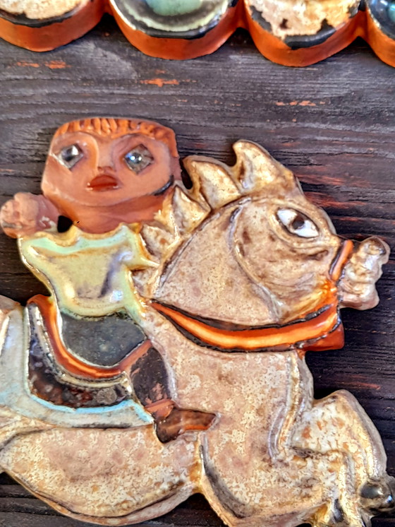 Image 1 of Pannello in legno e ceramica di Roland Zobel, 1970