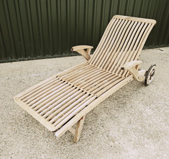 Image 1 of Barkers Traditionals teak lounger with Pandi mattress cushion