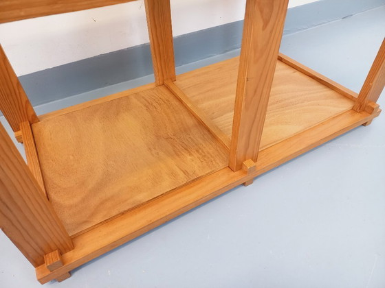 Image 1 of Vintage rectangular coffee table in pine and smoked glass from the 70s and 80s