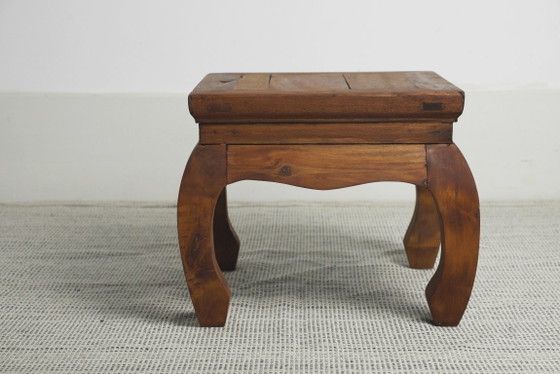 Hardhouten opiumkrukje/tafel, Aziatische lage bijzettafel, handgemaakte plantenstandaard van massief – Wood (photo 10 of 15)