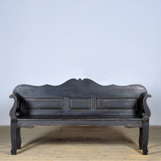 Image 1 of Banco antiguo de pino, década de 1900