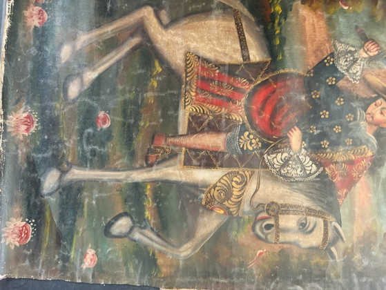 Antico dipinto peruviano su lino, Arte, Tela, Nero (foto 2 di 6)