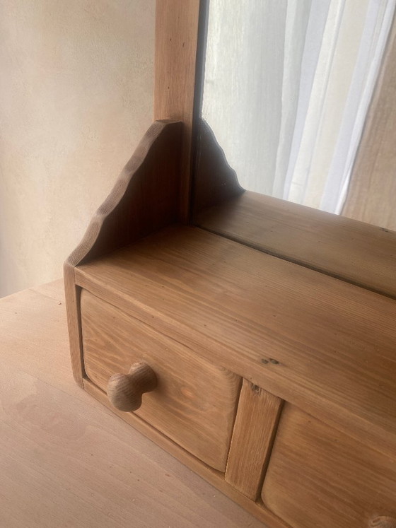 Image 1 of Estantería de pared antigua con espejo y 3 cajones - estilo tocador