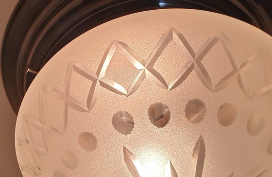 Image 1 of Lampada da soffitto Art Déco in vetro tagliato e cromato