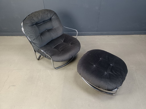 Model 915 Lounge Chair with Stool by Carlo de Carli for Cinova, 1970s