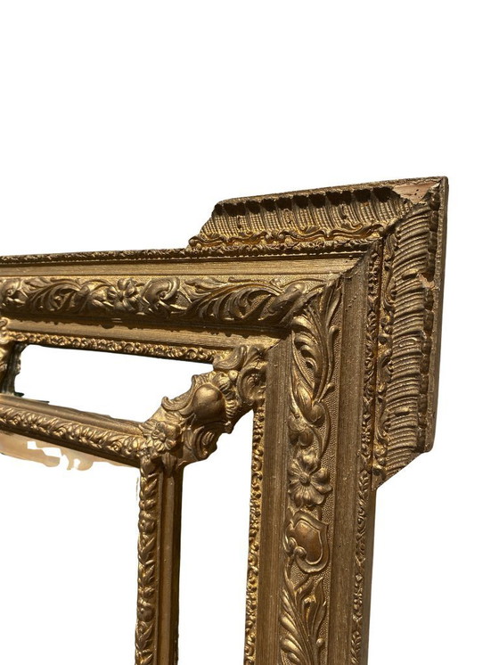 Image 1 of Miroir de Cheminée à parecloses style Louis XVI en bois doré à la feuille - XIXème siècle