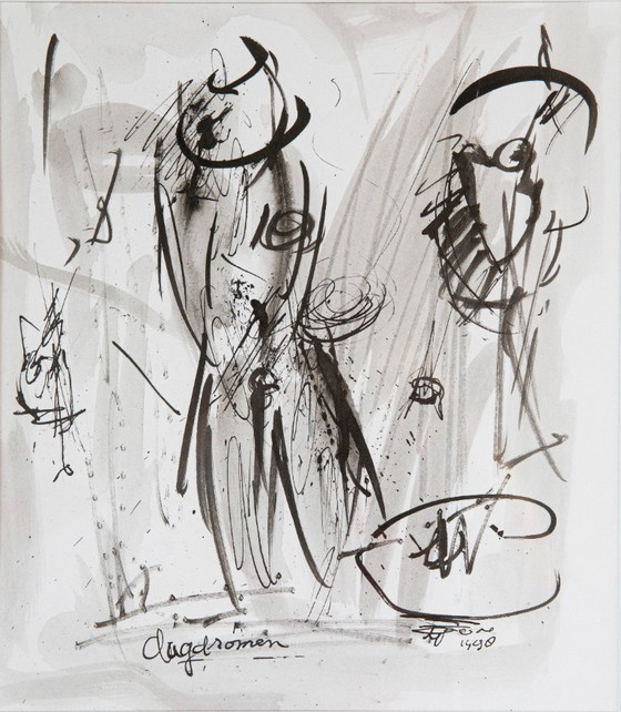 Image 1 of Originele tekening / gemengde techniek op papier