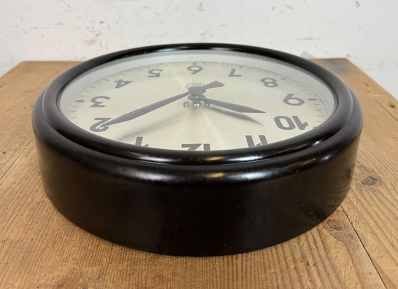 Image 1 of Industrial Brown Bakelite Factory Wall Clock from Chronotechna, 1960s