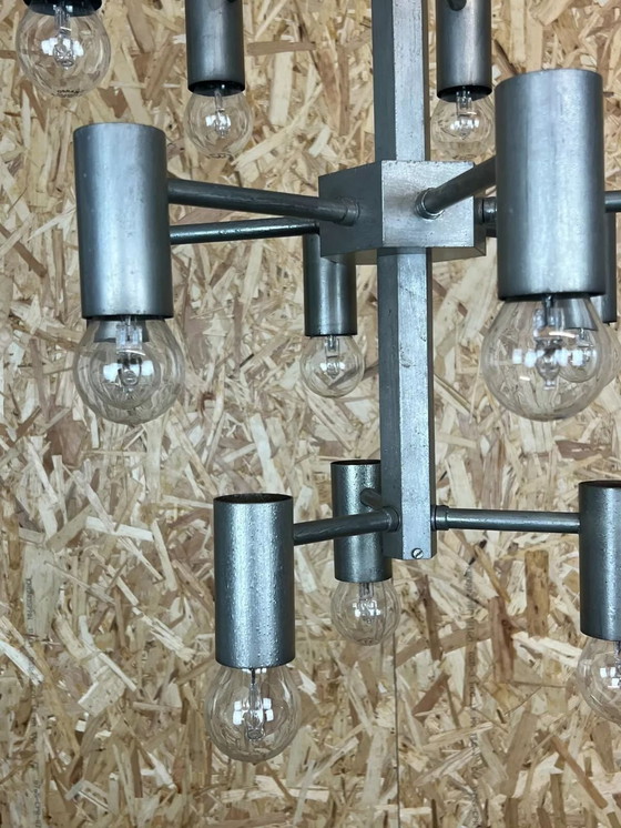 Image 1 of XL 60s 70s Kroonluchter Hanglamp Chroom & Metaal Ontwerp 60s 70s