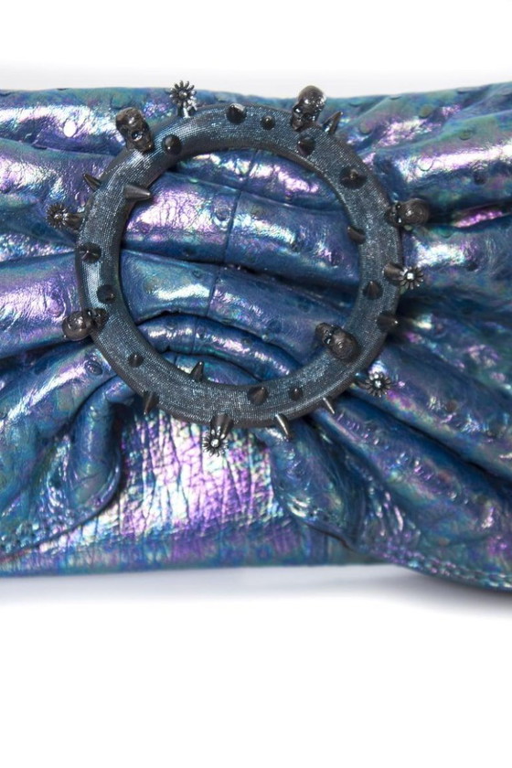 Image 1 of Maison Du Posh, Clutch de piel de avestruz azul