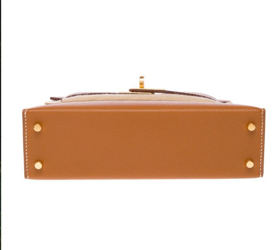 Image 1 of Sac HERMES Kelly Mini en Cuir Doré - 103261 Verkoopprijs