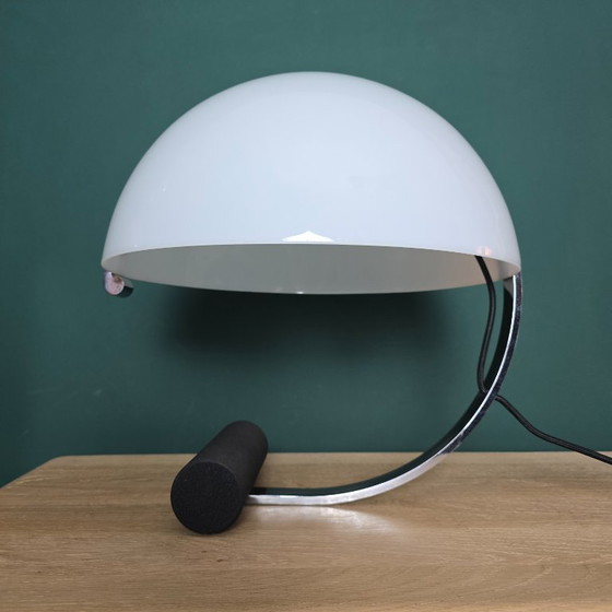 Image 1 of Vintage Stilnovo / Artimeta Meta tafellamp – jaren 70 Italiaans design – kunststof kap, metalen frame – 40 cm – E27 – zwart/chro