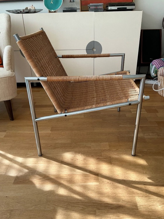 SZ 01 vintage armchair Martin Visser for Spectrum – Rattan, Chrome (photo 2 of 7)