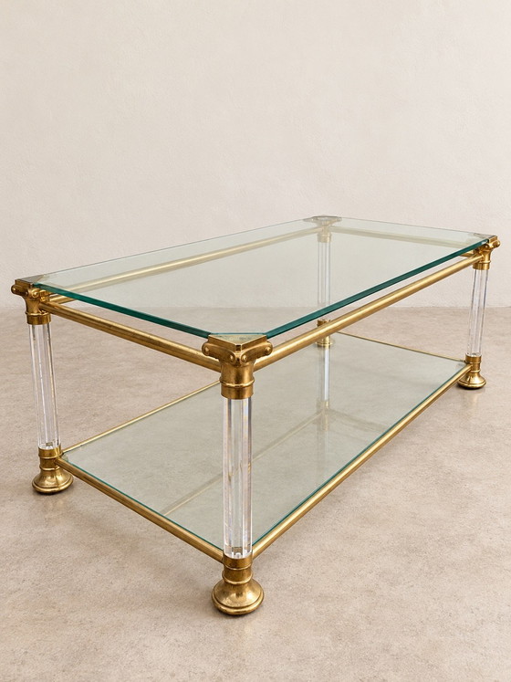 Two-tier Coffee Table France 1970 vintage, Metal, Gold (photo 5 of 9)