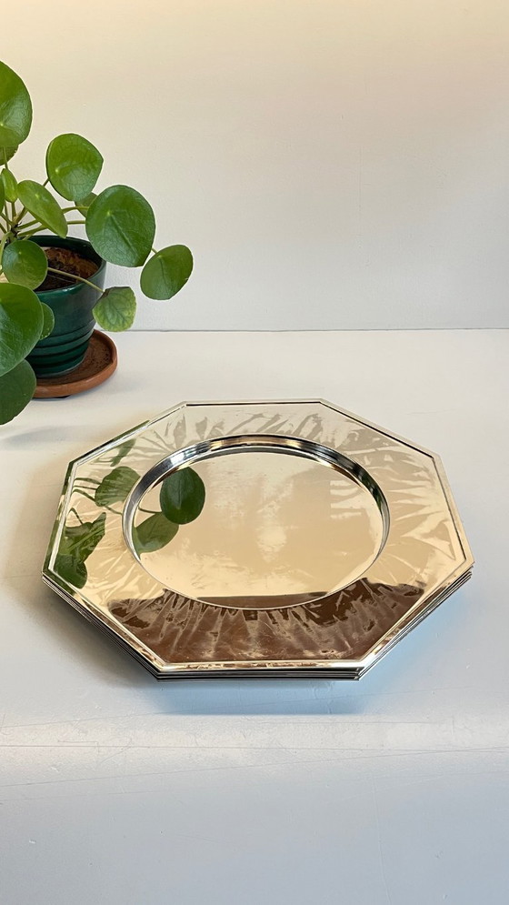 Image 1 of Set van 6 vintage zilveren metalen borden