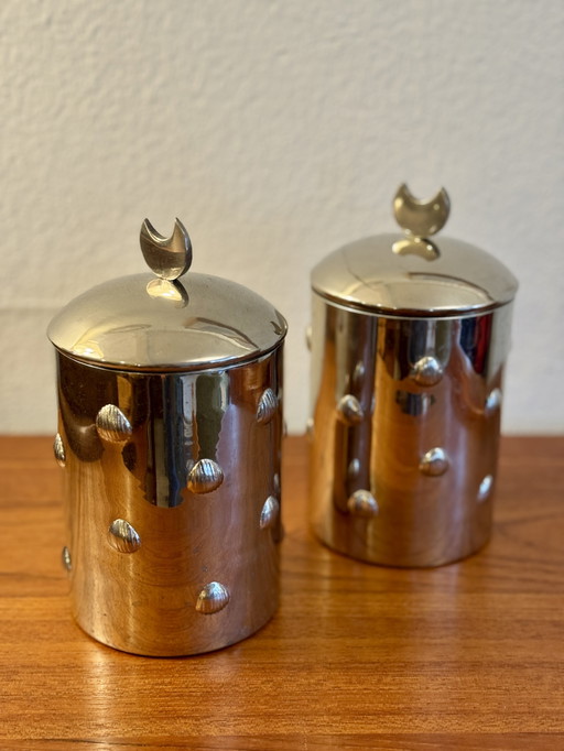 Vintage RVS voorraadblikken jaren 70