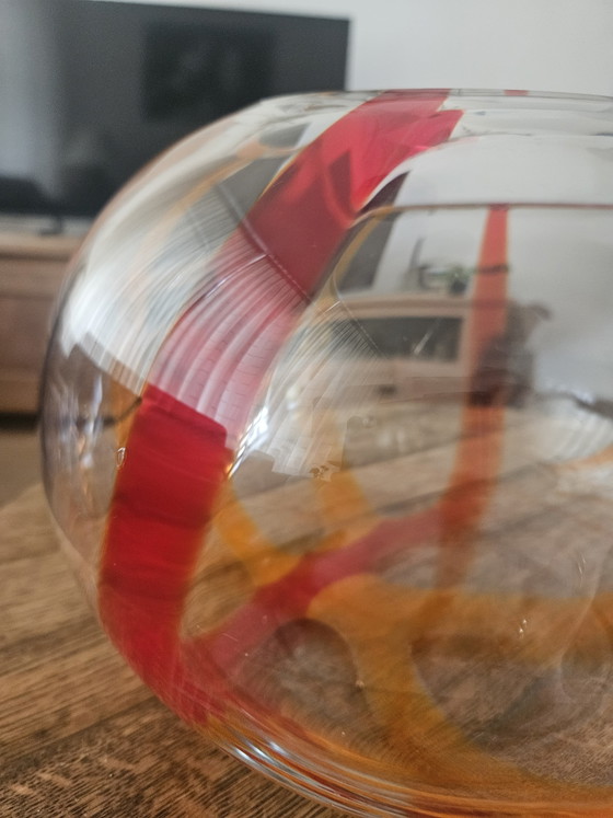 Image 1 of LSA International glazen vaas • Oranje/Rood • Handgeblazen
