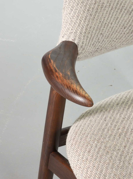 Image 1 of Sedie da pranzo Tijsseling in autentico stile vintage con tessuto di lana grigio-bianco di Hulmefa, set da 2