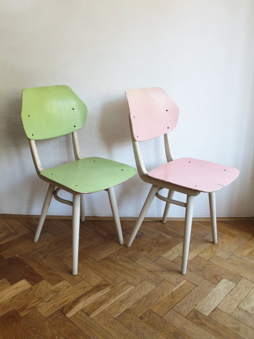 Set di 6 sedie da pranzo TON | Finitura originale color pastello | 1964 – eetkamerstoelen, Wood (photo 2 of 46)