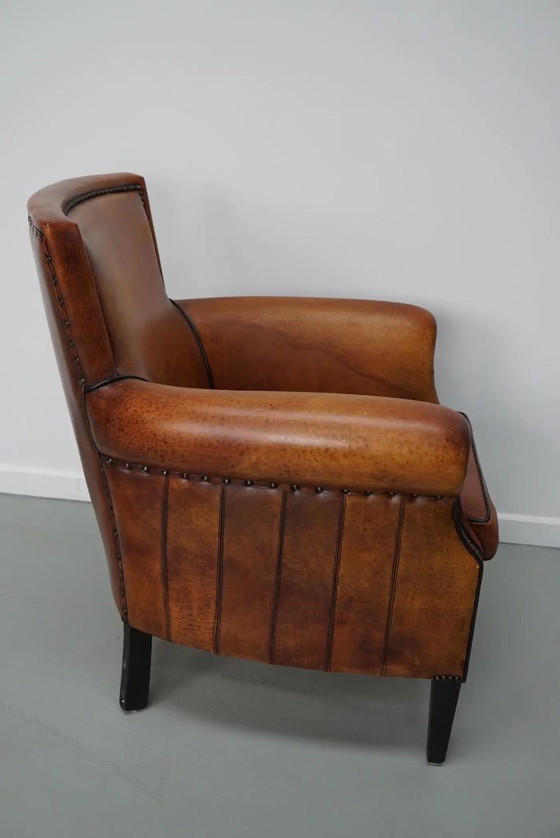 Image 1 of Vintage Nederlandse leren clubfauteuil in cognackleur