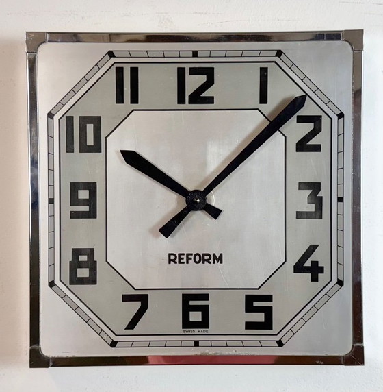 Image 1 of Vintage Swiss Square Wall Clock from Reform, 1950s