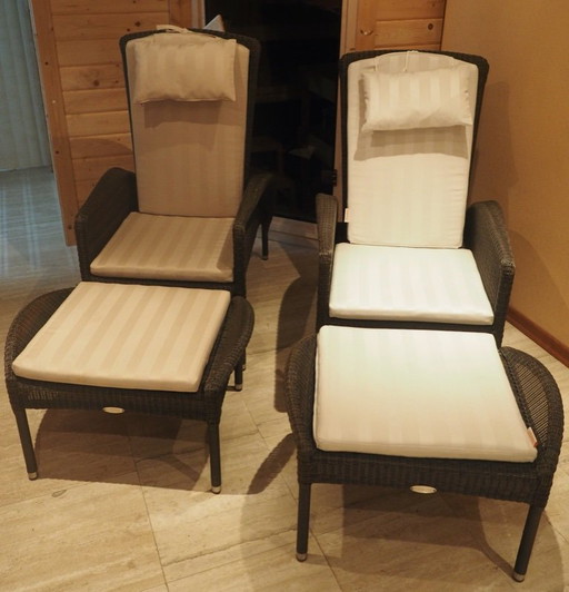 2 sillones DEDON con reposapiés (incluye cojines)