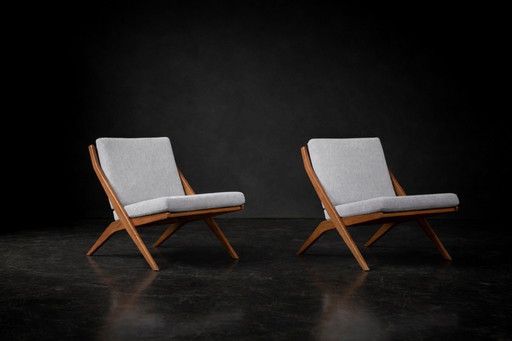 Vintage Zweedse schaarstoelen uit het midden van de 20e eeuw van Folke Ohlsson voor Bodafors, set van 2, jaren 60