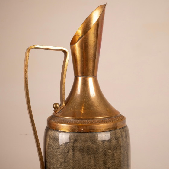 Termo Macabo de pergamino gris y latón Cusano Milanino, Italia 1960 – Carritos de bar, Brass (photo 15 of 18)