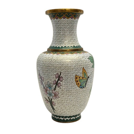 Chinese cloisonné vase with lotus flowers