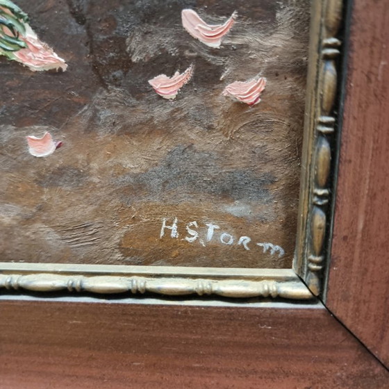 Image 1 of Vintage olieverf schilderij bloemen H. Storm