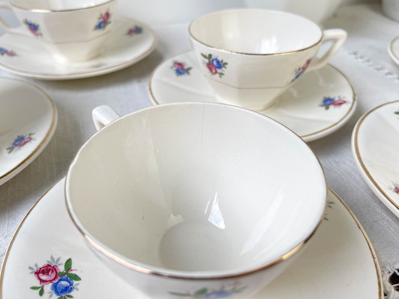 Image 1 of Service à Thé Vintage en Porcelaine Fleurie Digoin Sarreguemines