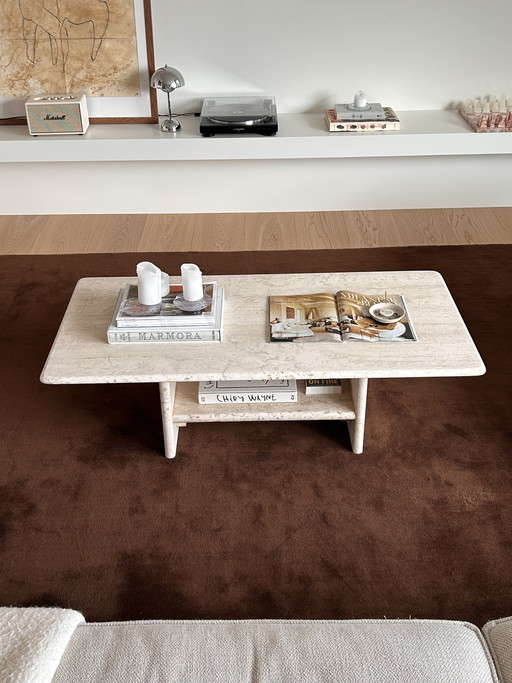 Vintage travertine coffee table, Italy 1980s 