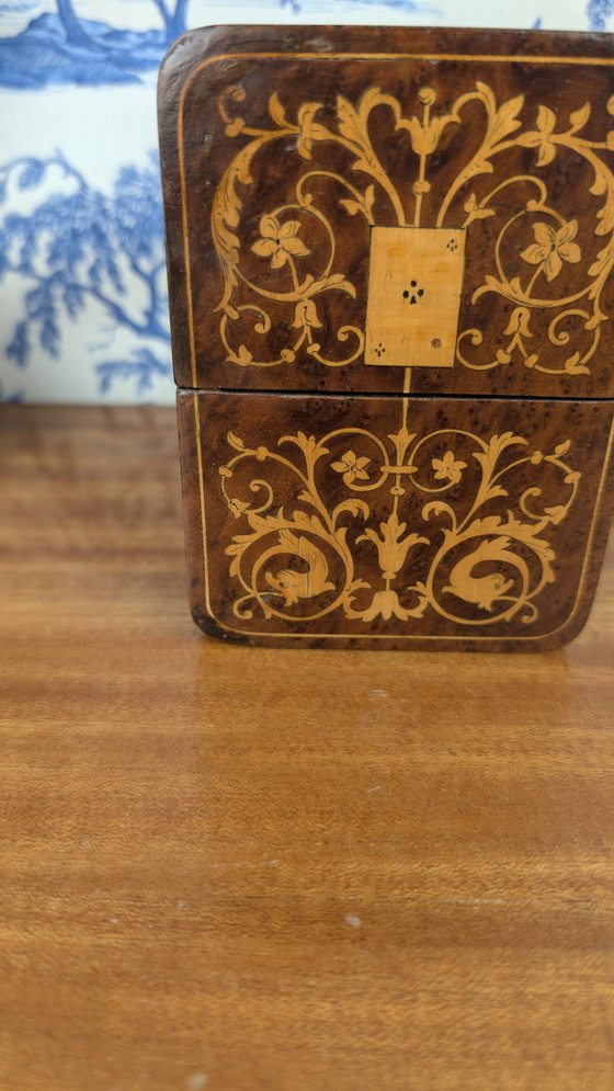 Image 1 of Porta carte in legno e intarsi, decorazione rinascimentale, periodo Napoleone III