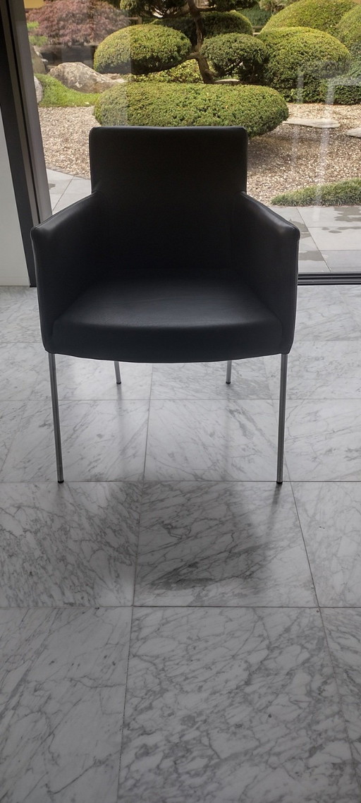 4x label chaises de salle à manger en cuir noir