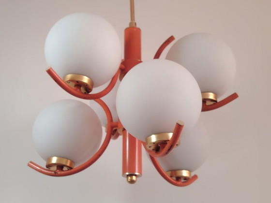 Image 1 of Lampe suspendue futuriste Spoutnik de l'ère spatiale, attribuée à Richard Essig