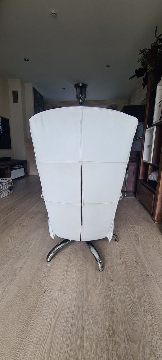 Draai stoel wit leer edelstaal van het merk Prominent, Draaistoelen, Roestvrij staal, Zilver (foto 6 van 7)