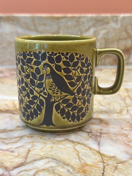Vintage 1970s Hornsea Pottery Groene Partridge in Pear Tree Mok – tafelaccessoires, Ceramic