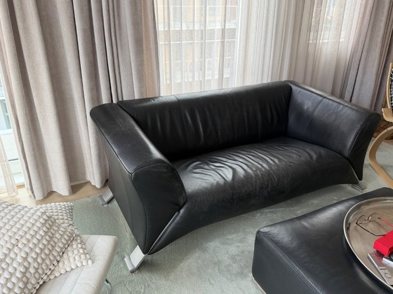 Image 1 of Black Leather 2.5 Seat Sofa by Rolf Benz