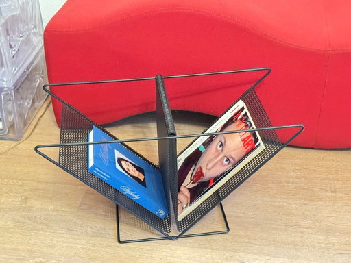 Postmodern 1980s Perforated Metal Magazine Rack