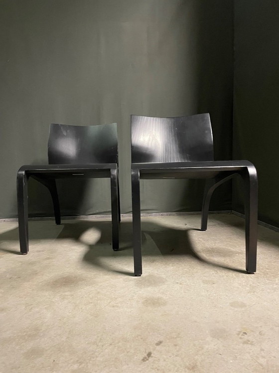Paire de chaises longues sculpturales en contreplaqué, Lente, Fauteuils d'appoint, Bois, Noir, Modern (photo 3 sur 9)