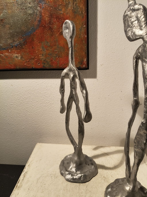 Esculturas de aluminio expresionistas modernistas de diseño vintage