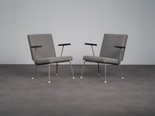Twee fauteuils model 1401 van Wim Rietveld voor Gispen, Nederland, jaren 1950. – Metal (photo 2 of 10)